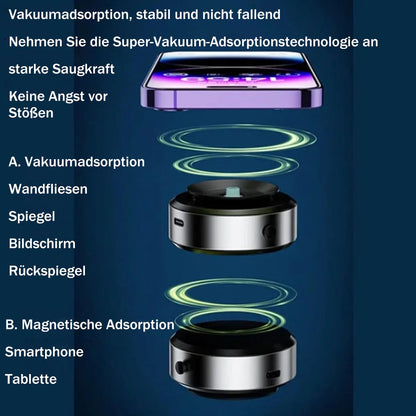 🔥Doppelseitiger Telefonhalter: Innovatives Design mit doppelseitigem Saugnapf und Magnetgestaltung.