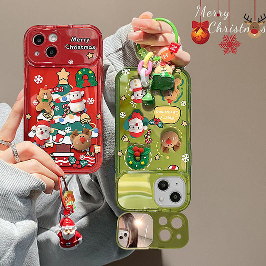 🖤Der vorgezogene Weihnachtsverkauf endet bald🔥🎄Weihnachtsbaum-Anhänger-Flip-Spiegel-Schutzhülle für iPhone🎅