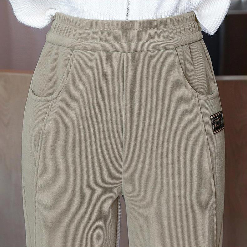 Warme, mit Fleece gefütterte Hose mit hoher Taille für Frauen