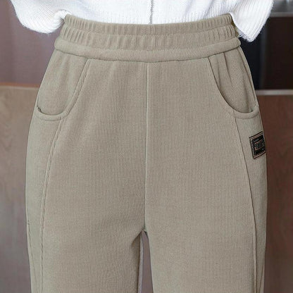 Warme, mit Fleece gefütterte Hose mit hoher Taille für Frauen