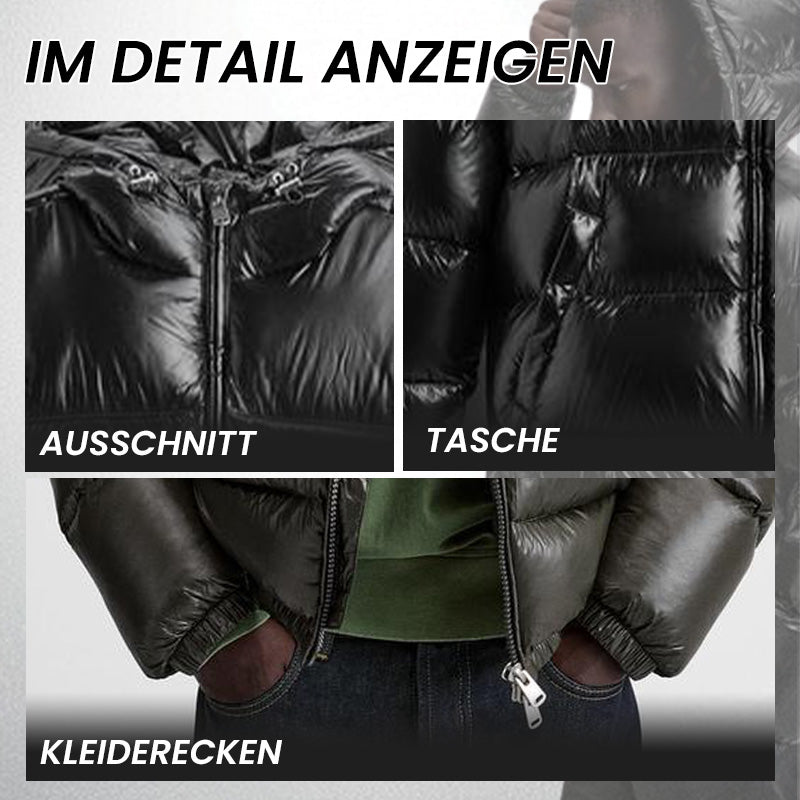 Warme, wasserdichte Kapuzenjacke mit großen Taschen