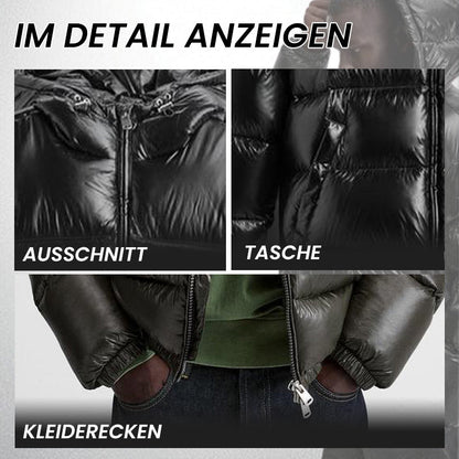 Warme, wasserdichte Kapuzenjacke mit großen Taschen