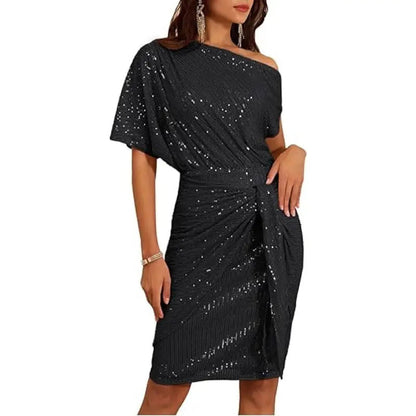 🔥HEISSER VERKAUF 49% - Glitzerndes One-Shoulder-Rüschenkleid