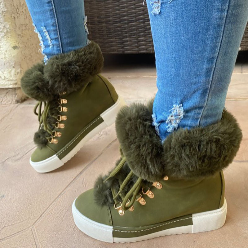 🎅Weihnachts-Specials🎁Mit Kunstfell gefütterte High-Top-Winter-Sneakers für Damen