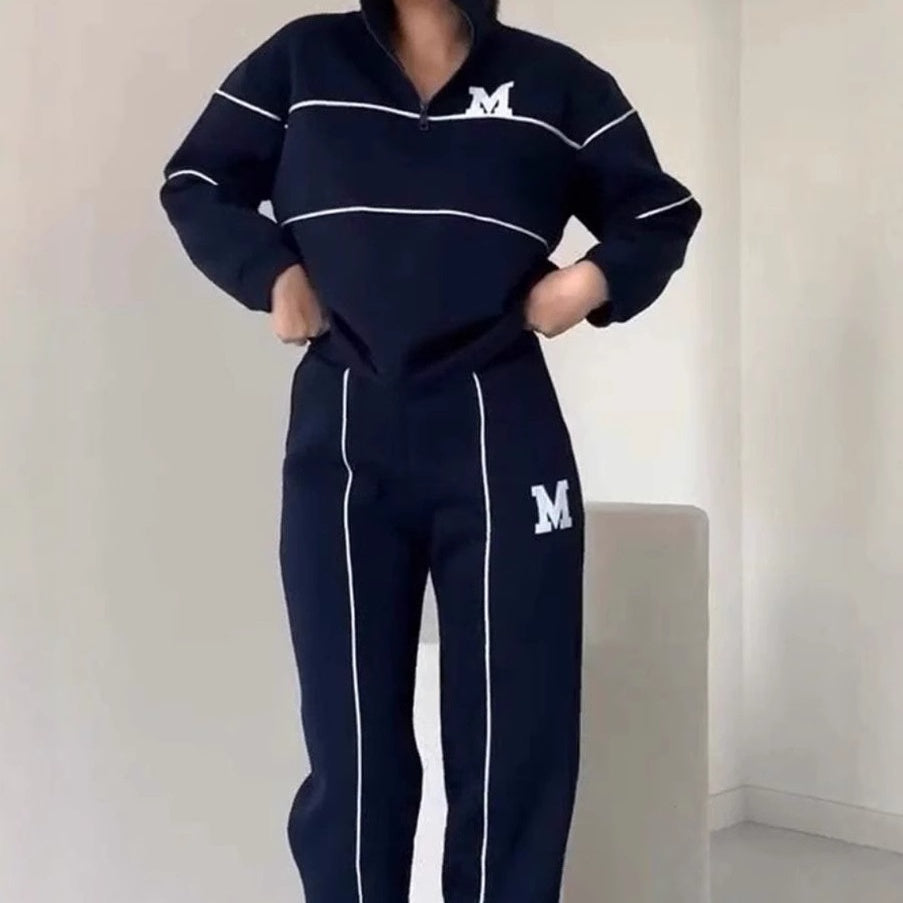 Lässiges Sweatshirt 2-teiliges Set mit Linie