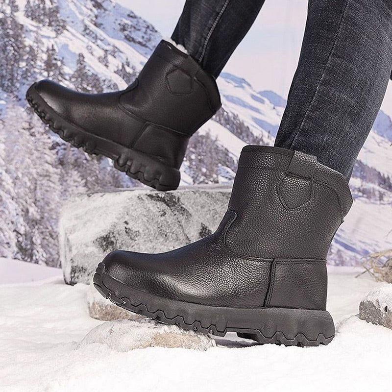 Warme Schneestiefel aus Leder mit Plüschfutter