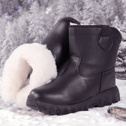 Warme Schneestiefel aus Leder mit Plüschfutter