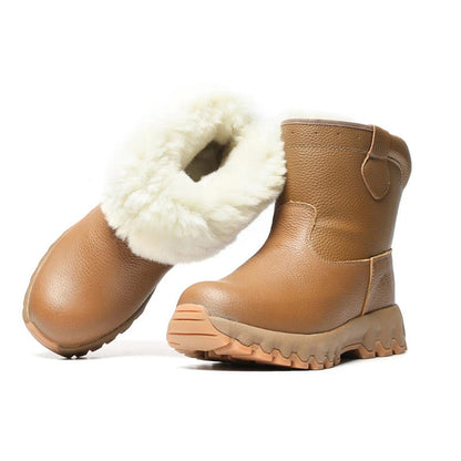 Warme Schneestiefel aus Leder mit Plüschfutter