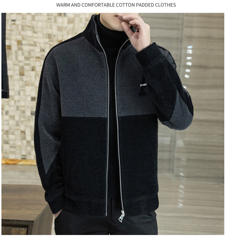 [bestes Geschenk] Herren Mode Stehkragen Plüschjacke